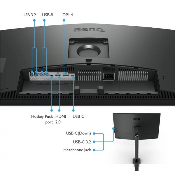 MONITOR BENQ para diseñadores Ergo Arm 4K UHD sRGB HDR10 USB-C de 32 pulgadas | PD3205UA