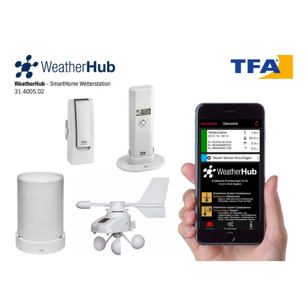 TFA Estación meteorológica con climatizador, pluviómetro y eólico WEATHERHUB 31.4005.02